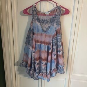 Boho Blue and Brown Tank Top